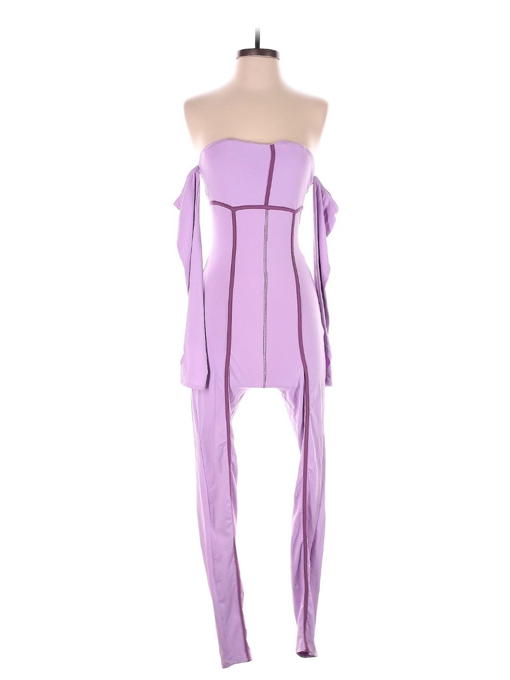 Lilac Strapless Jumpsuit with Contrast Seams
